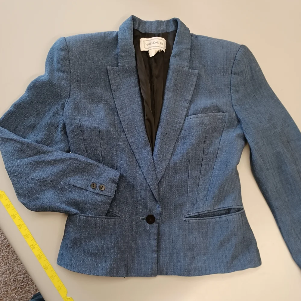 RESTORED 1940s Style Linen Blend Blazer (see measurements!) - Picture 2 of 15